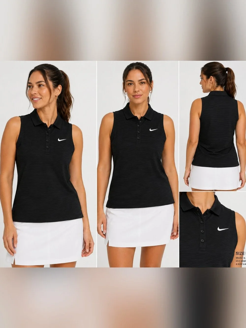 Nike Dri-Fit Sleeveless Golf Polo Ribbed Tank Black